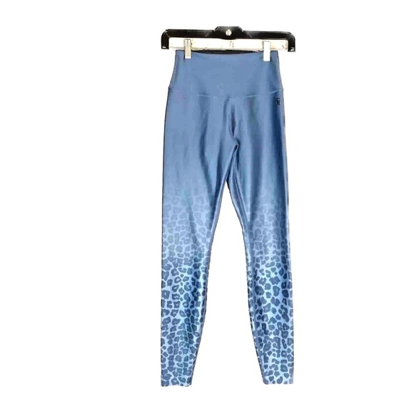Good American High Waisted Ombré Leopard Print Leggings Satin Blue - Picture 8 of 12